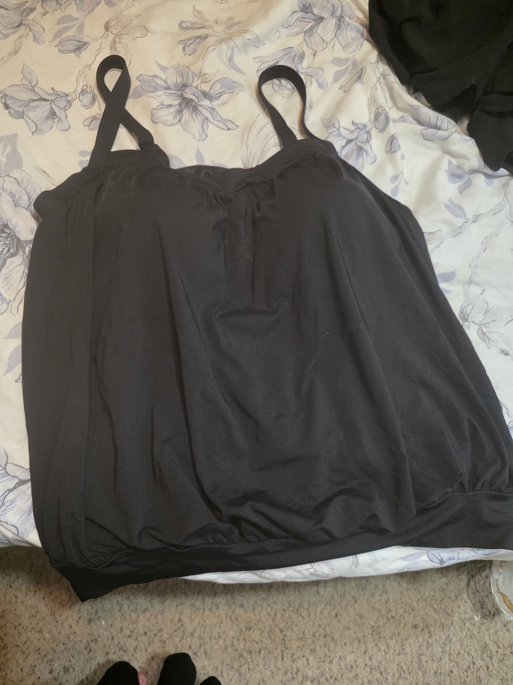 Black Women's Tankini with Built-In Shelf Bra